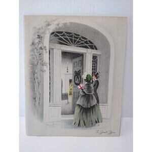 Mid Century Modern Christmas Greeting Card Signed PCN Vintage Grinnell 1945